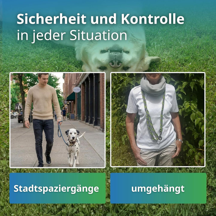 Geflochtene Hundeleine für mittelgrosse und grosse Hunde bis 60 kg | Kurze Führleine | 1,20 m lang |