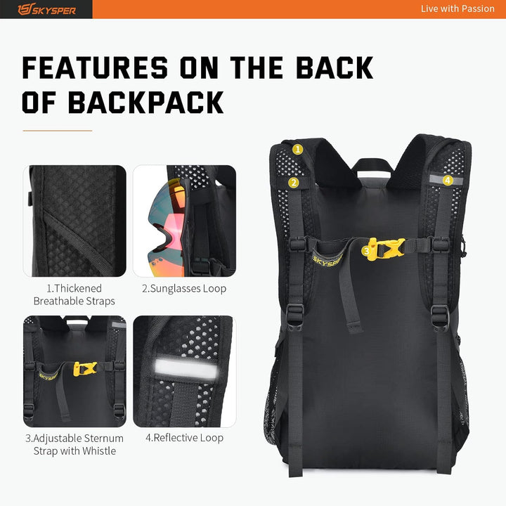 SKYSPER ISHELL 30 Faltbarer Rucksack 30L Ultra-leicht Tagesrucksack Verstaubar Daypack Wasserfest Wa