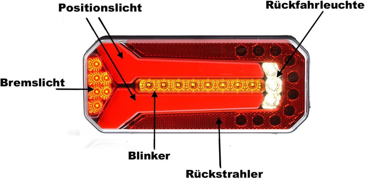 MelTruck® 2x ADR LED Rückleuchte Rücklicht 12V 24V für LKW PKW Anhänger 4 Funktionen E20