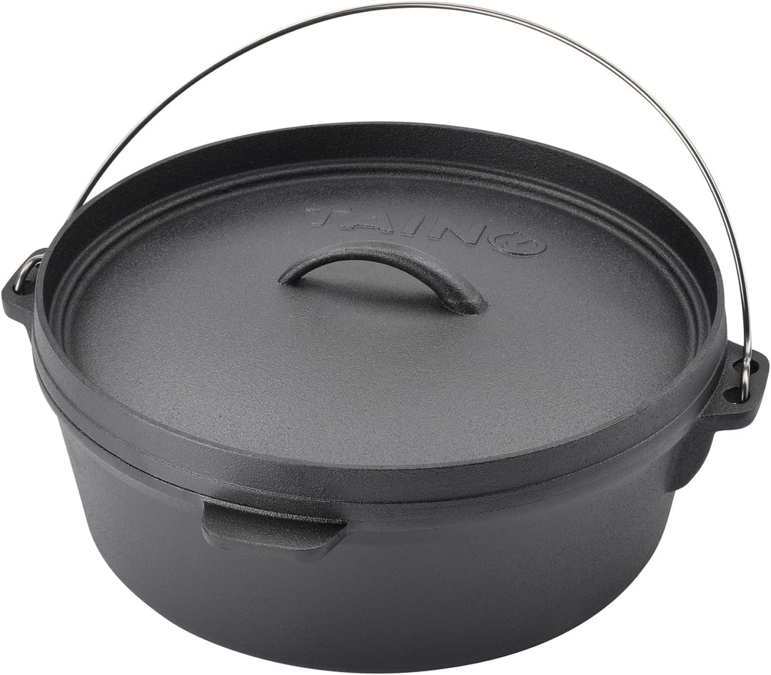 TAINO Dutch Oven Gusseisen-Topf Dopf Feuertopf Deckel-Heber Kochtopf (6 Liter), 6 Liter