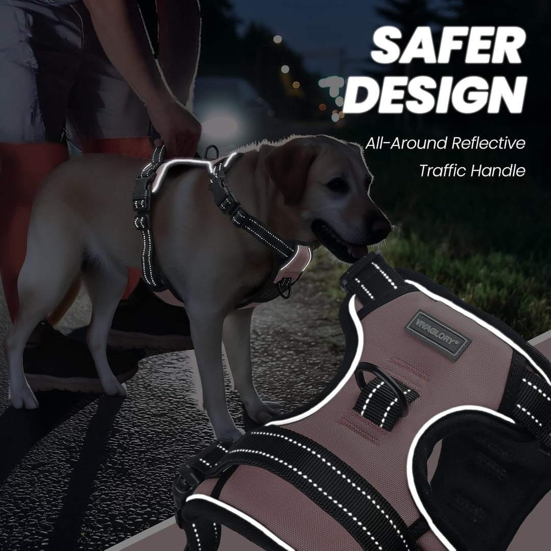 VIVAGLORY Easefit Hundegeschirr, Zugstopp Hundegeschirr Geschirr Hund Mit Griff, Anti Zieh Geschirr