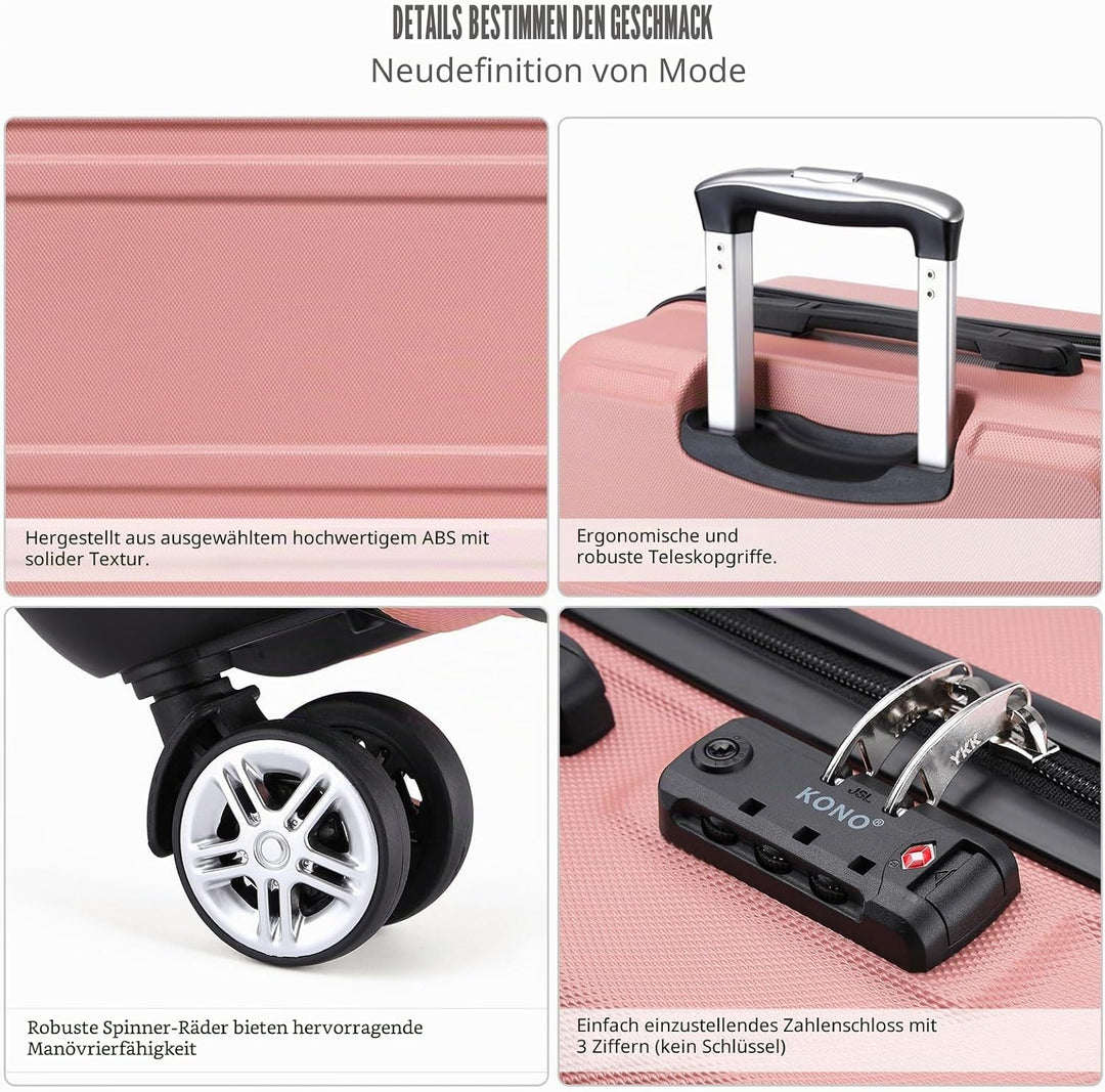 KONO Koffer Trolley Hartschale Handgepäck Zwillingsrollen Leichtgewicht ABS Kabinentrolley Reisekoff
