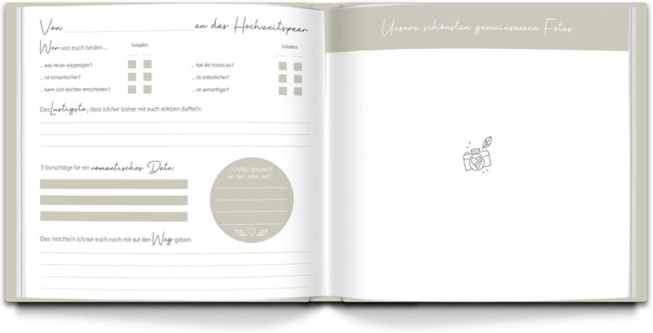 LEAF & GOLD® Gästebuch Hochzeit I Edles Hochzeitsgästebuch mit Fragen I Gästebuch zum Ausfüllen mit