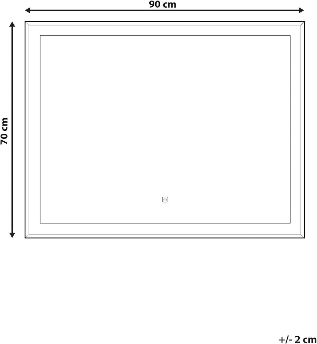 Moderner LED-Lichtspiegel silber für Ihr traumhaftes Bad 90x70cm Argens