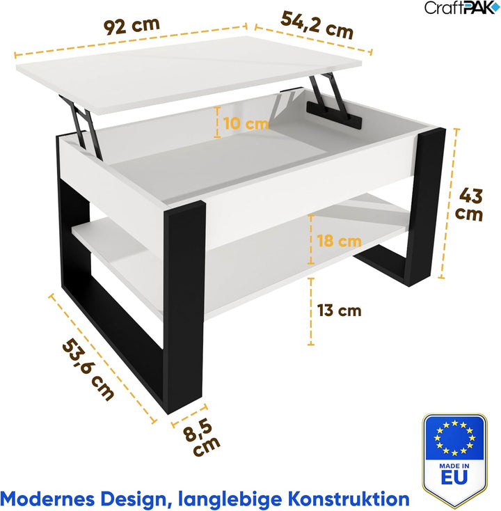 Couchtisch höhenverstellbar mit Stauraum - Couchtische - Wohnzimmertisch klappbar - höhenverstellbar
