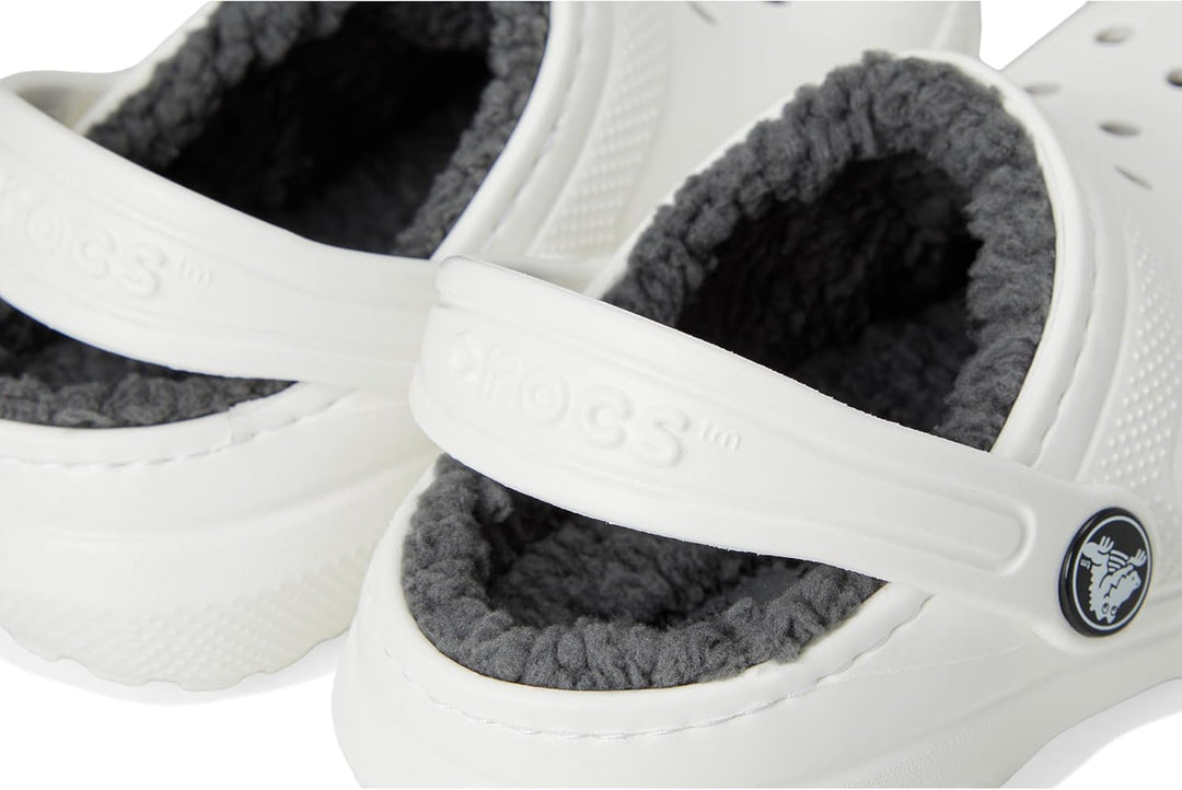 Crocs Unisex Kinder Classic Lined Clog K 23/24 EU Weiss Grau, 23/24 EU Weiß Grau