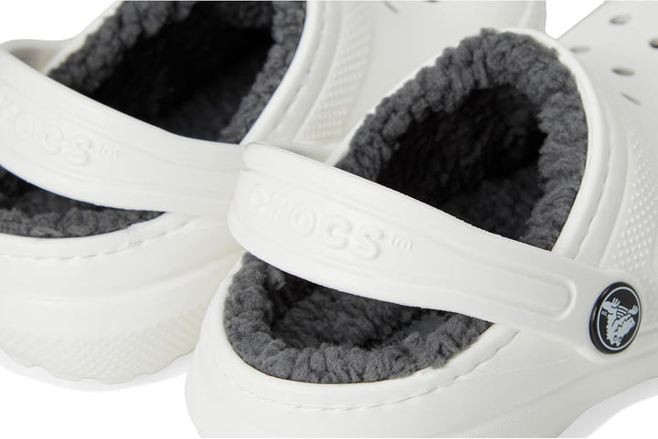 Crocs Unisex Kinder Classic Lined Clog K 19/20 EU Weiss Grau, 19/20 EU Weiß Grau