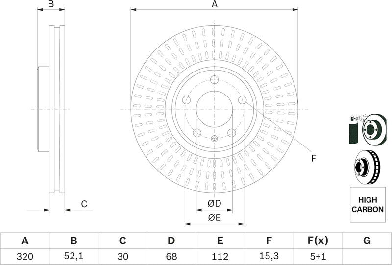 Bosch BD1583 Bremsscheiben - Vorderachse - ECE-R90 Zertifizierung - eine Bremsscheibe