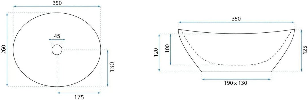 VBChome Badmöbel 60 cm Weiss Aufsatzwaschbecken Mini Aiax 35x26 cm Aufsatzwaschtisch mit Waschbecken