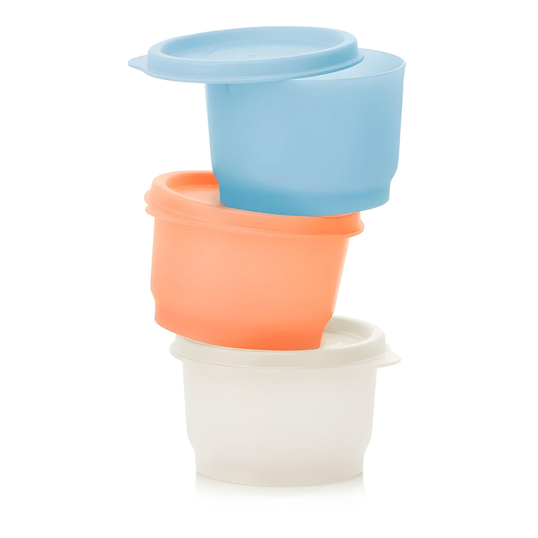 Tupperware SET (3) Kühlschrank Uno 120 ml bunt orange weiss blau Dose Vorrat Frischhaltedose Julchen