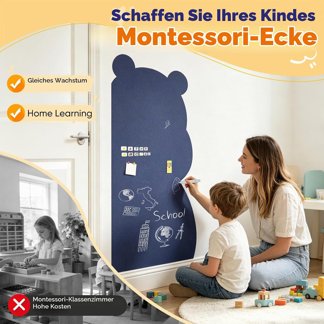 Magnetischer Wandaufkleber für Kinder 115x55cm, Bären-Design Selbstklebende Magnetwand in Blau inkl.