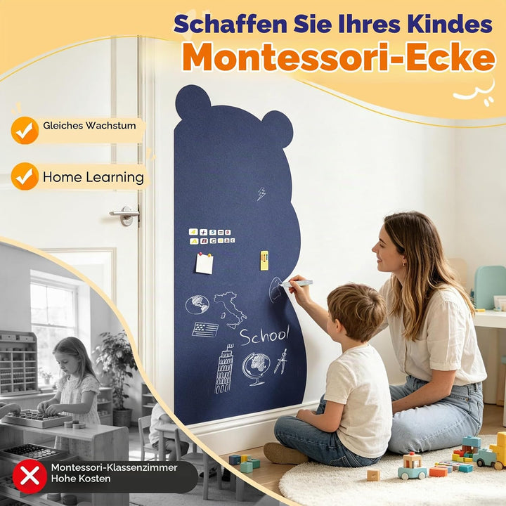 Magnetischer Wandaufkleber für Kinder 115x55cm, Bären-Design Selbstklebende Magnetwand in Blau inkl.