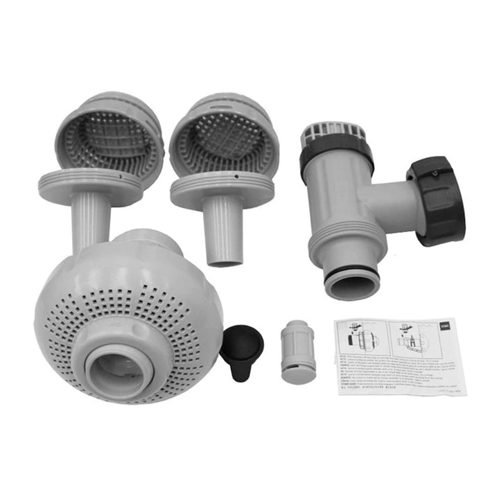 Intex Acrylnitril Butadien Styrol (ABS), 26005 Anschluss-Set Ø 38 mm Poolzubehör, Grau Single, Singl