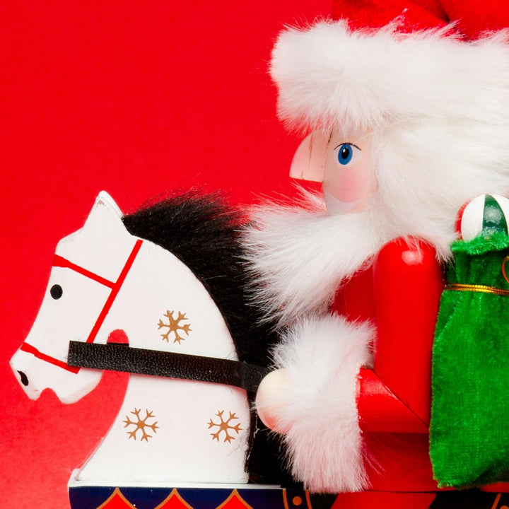 SIKORA Serie E grosse XL Nussknacker Reiterlein Weihnachts Deko Figur aus Holz, Farbe/Modell:E03 rot