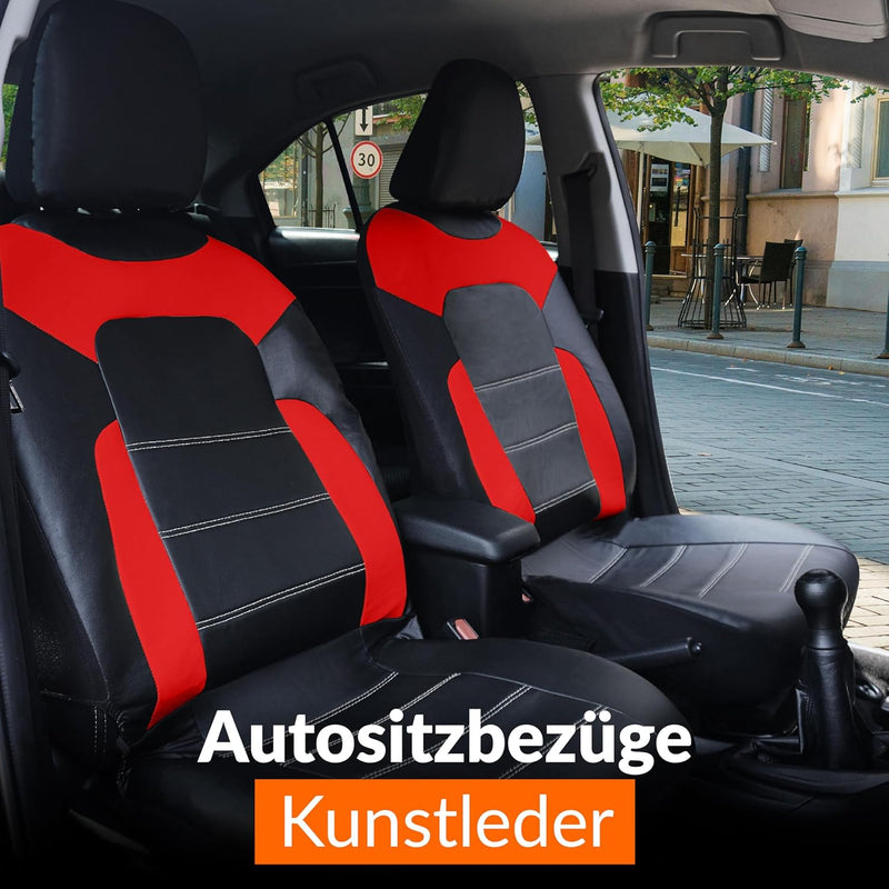 Upgrade4cars Sitzbezüge Auto Vordersitze Leder-Optik | Kunstleder Schonbezüge Set Universal Schwarz