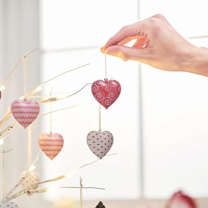 Valery Madelyn 24 Stück Metallherzen Anhänger, 5cm Herz Baumschmuck Deko für Valentinstag Hochzeit F
