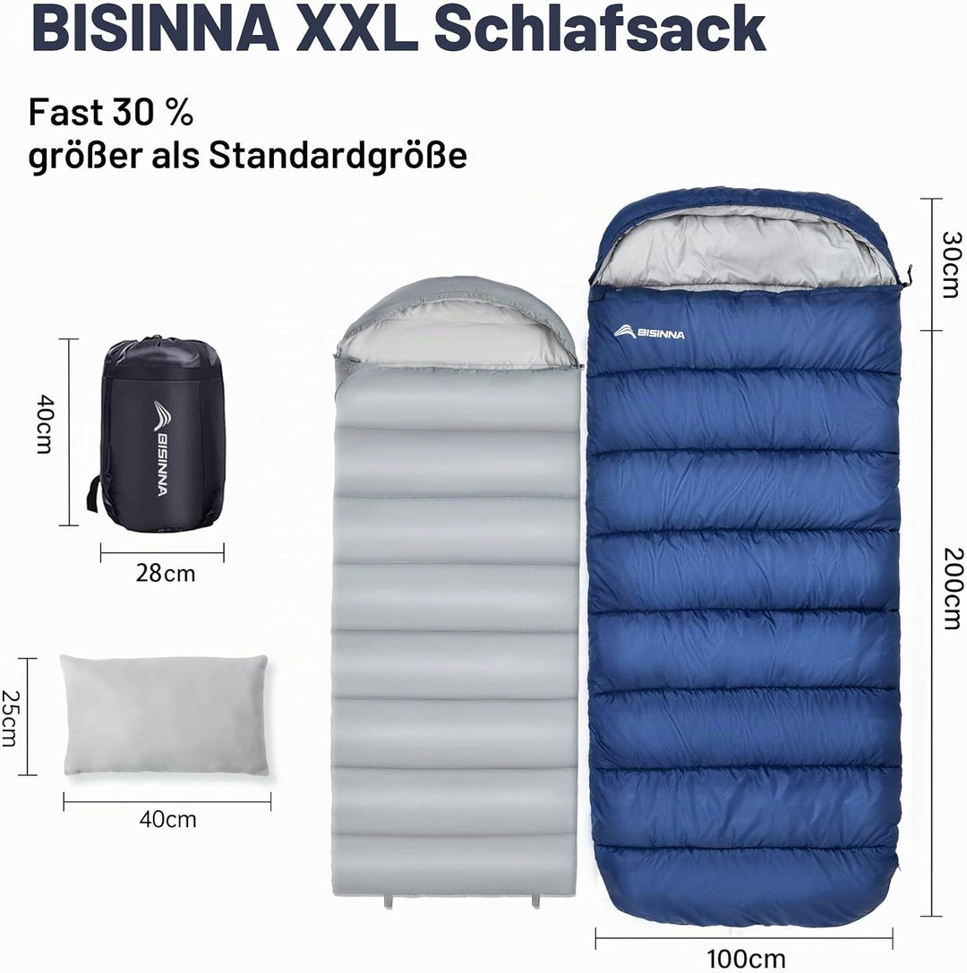 BISINNA XXL Schlafsack Für Grosse Erwachsene, 3-4 Jahreszeiten Winter Outdoor Warmer Deckenschlafsac