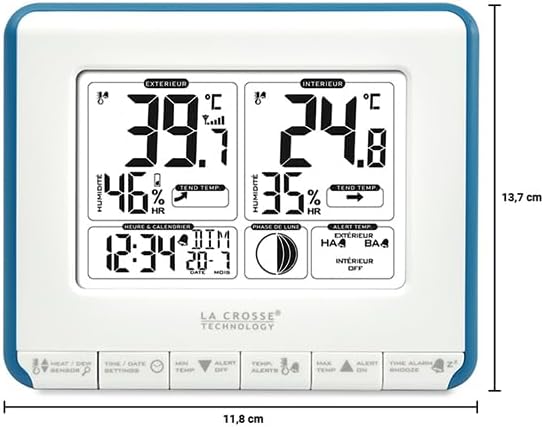 La Crosse Technology WS6812WHI-BLU Wetterstation für den Innen- und Aussenbereich, Weiss/Blau