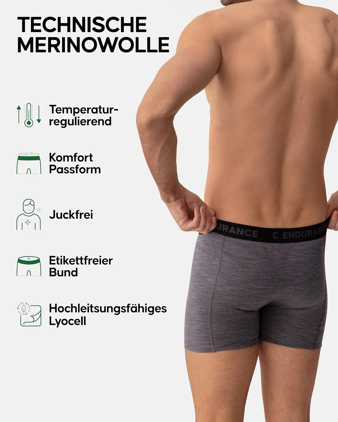 DANISH ENDURANCE Merino Boxershorts (1er|2er Pack), Unterwäsche Herren, Sport & Outdoor, Geruchsfrei