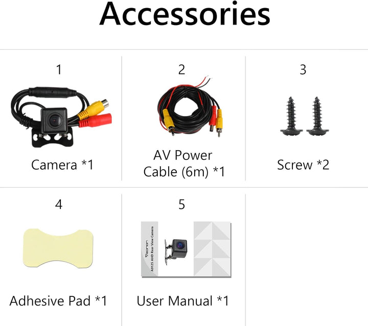 Eonon 720P AHD Rückfahrkamera, Weitwinkel 140°, Wasserdicht Staubdicht, Rückfahrkamera mit RCA-Verbi