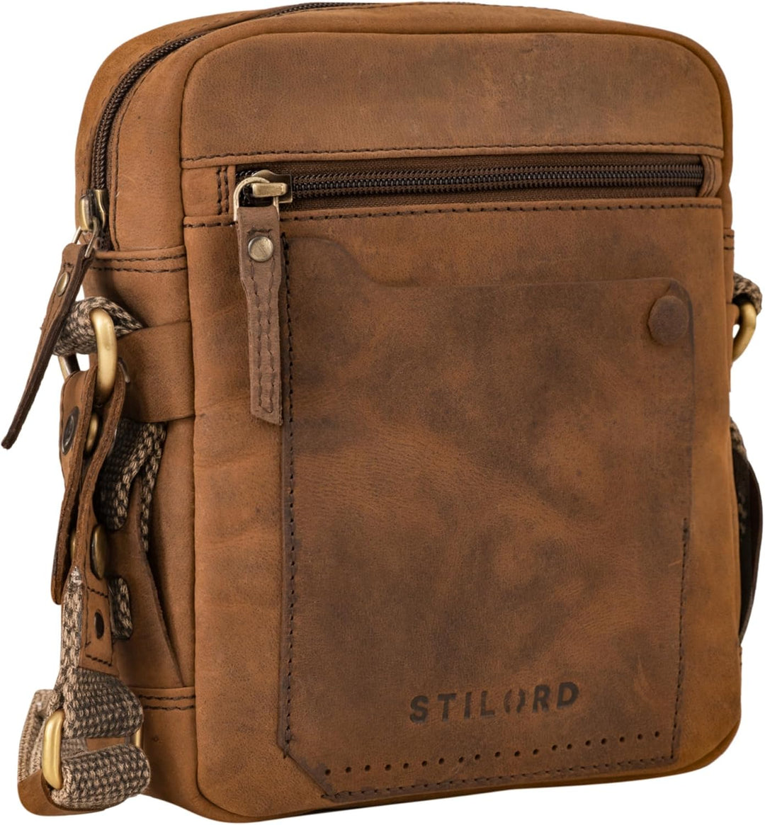 STILORD 'Nash' Ledertasche Männer Vintage Kleine Umhängetasche Messenger Bag Herren für Tablet 8 Zol