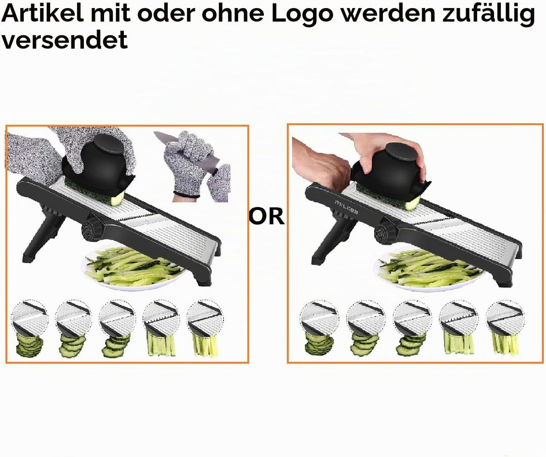 MILcea Gemüsehobel Mandolinenschneider, Multifunktion Edelstahl Gurkenhobel, Verstellbar Kartoffelre