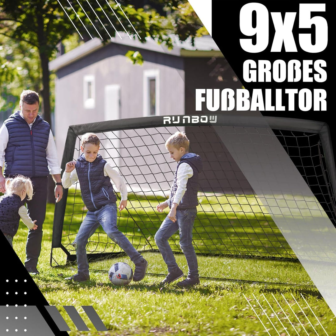 RUNBOW 274 x 152 cm Kinder Fussballtor mit Tragesack, tragbare Fussballnetze für Hinterhoftraining,