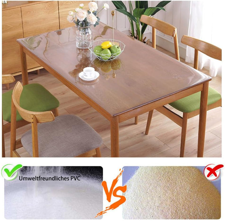 Tischschutz transparent 2 mm PVC abwischbar wasserdicht für Zuhause, Küche 60 x 70 cm, transparent T