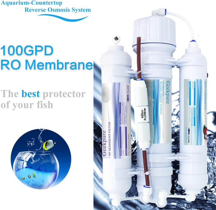 Geekpure 3-Stufiges Tragbares Aquarium Arbeitsplatten Umkehrosmose Wasserfiltersystem-100GPD