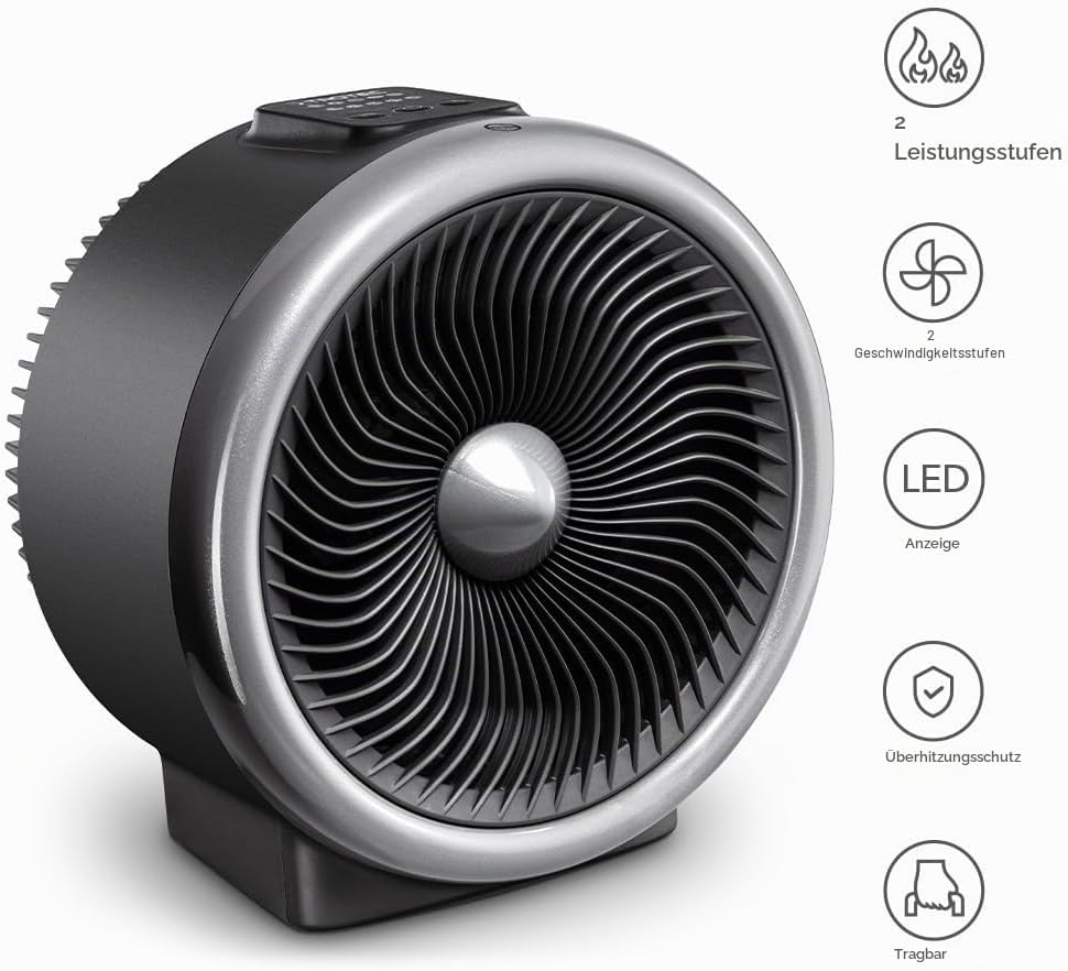 TROTEC Heizlüfter und Ventilator energiesparend TFH 2000 E - Heizleistung 1200 W / 2000 W – elektris