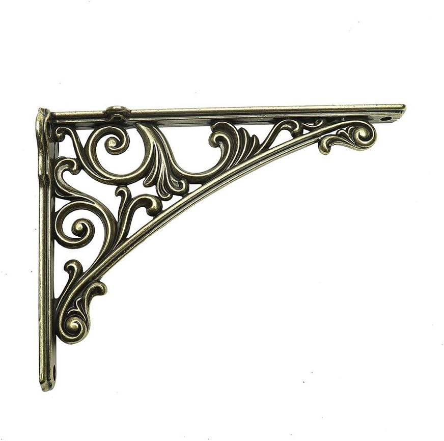 Regalhalterungen aus Gusseisen, gross, 19 x 14 cm, 2 Stück messing antik-optik 8 Inch Antik-optik, 2