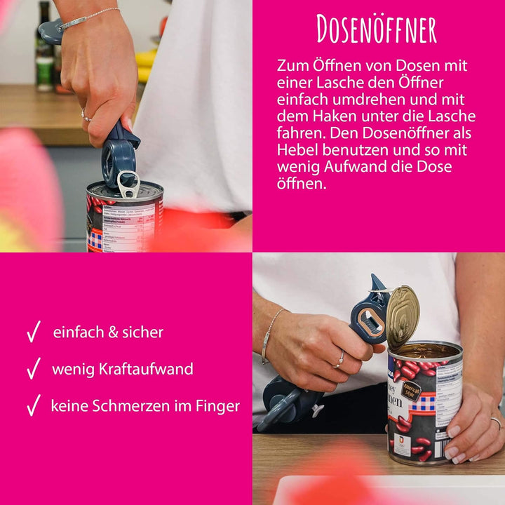 Kochblume Dosenöffner Set L | Dosenöffner, Faltsieb S | (rot), Rot