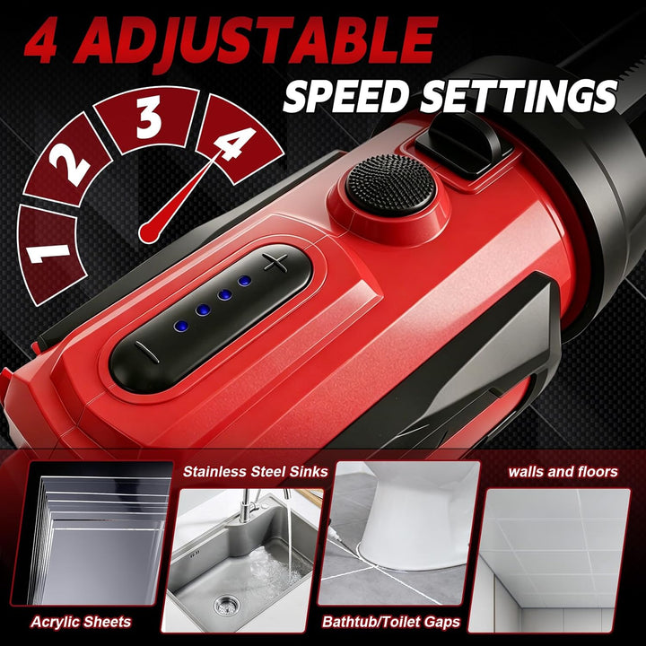 Akku Kartuschenpresse für Milwaukee 18V, Anti-Tropf-Funktion &amp; LED-Licht, 4-stufige Geschwindigkeits