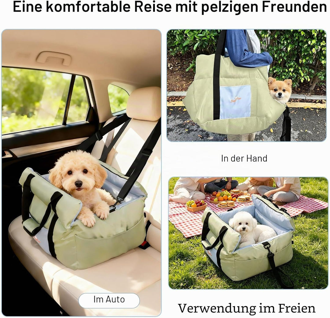 BingoPaw Hunde Autositz für kleine bis mittlere Hunde, Abnehmbar Waschbar rutschfest Hundesitz, Trag