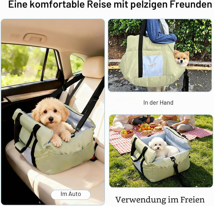 BingoPaw Hunde Autositz für kleine bis mittlere Hunde, Abnehmbar Waschbar rutschfest Hundesitz, Trag
