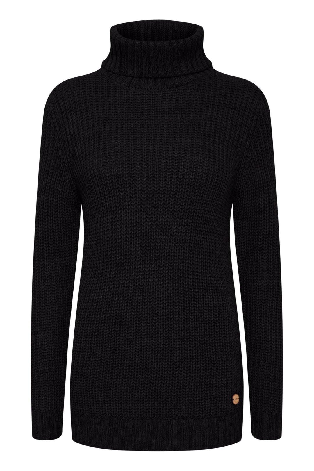 OXMO OXNanna Strickpullover Damen Grobstrickpullover Pullover mit Rollkragen Regular Fit L Black (19