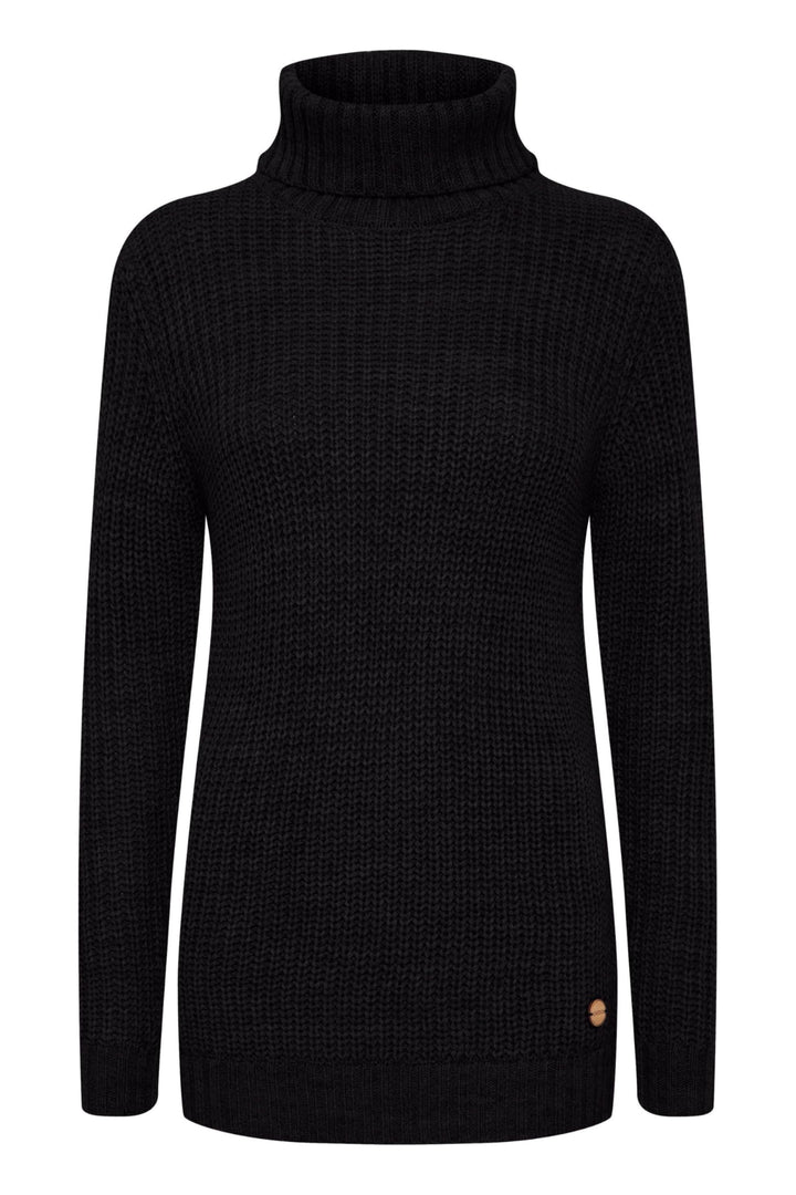 OXMO OXNanna Strickpullover Damen Grobstrickpullover Pullover mit Rollkragen Regular Fit L Black (19