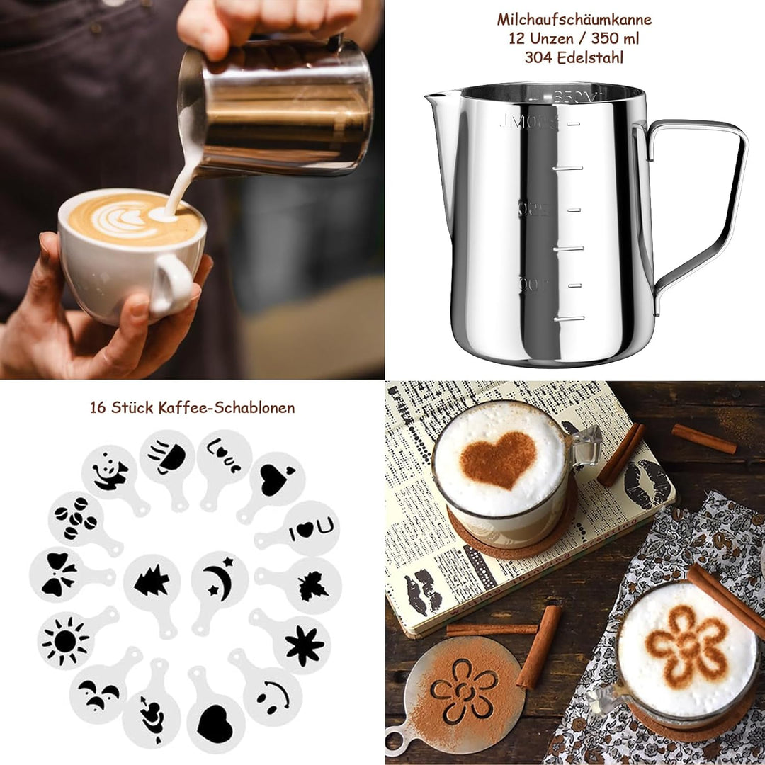 FITNATE USB Milk Coffee frother, elektrischer Milchaufschäumer Stab mit 3 Stufen, 2 Edelstahl Schnee