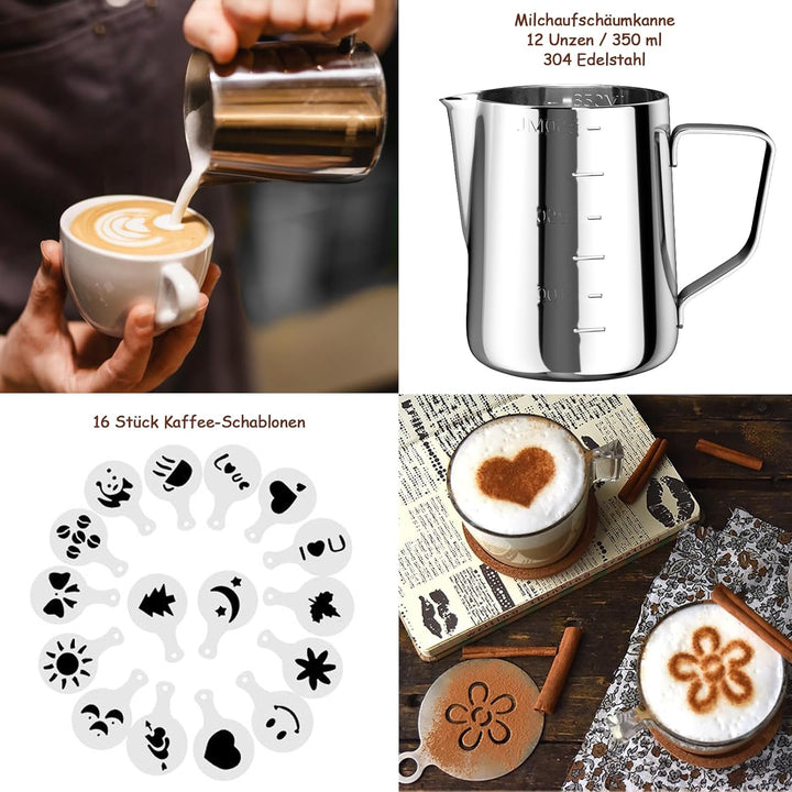 FITNATE USB Milk Coffee frother, elektrischer Milchaufschäumer Stab mit 3 Stufen, 2 Edelstahl Schnee