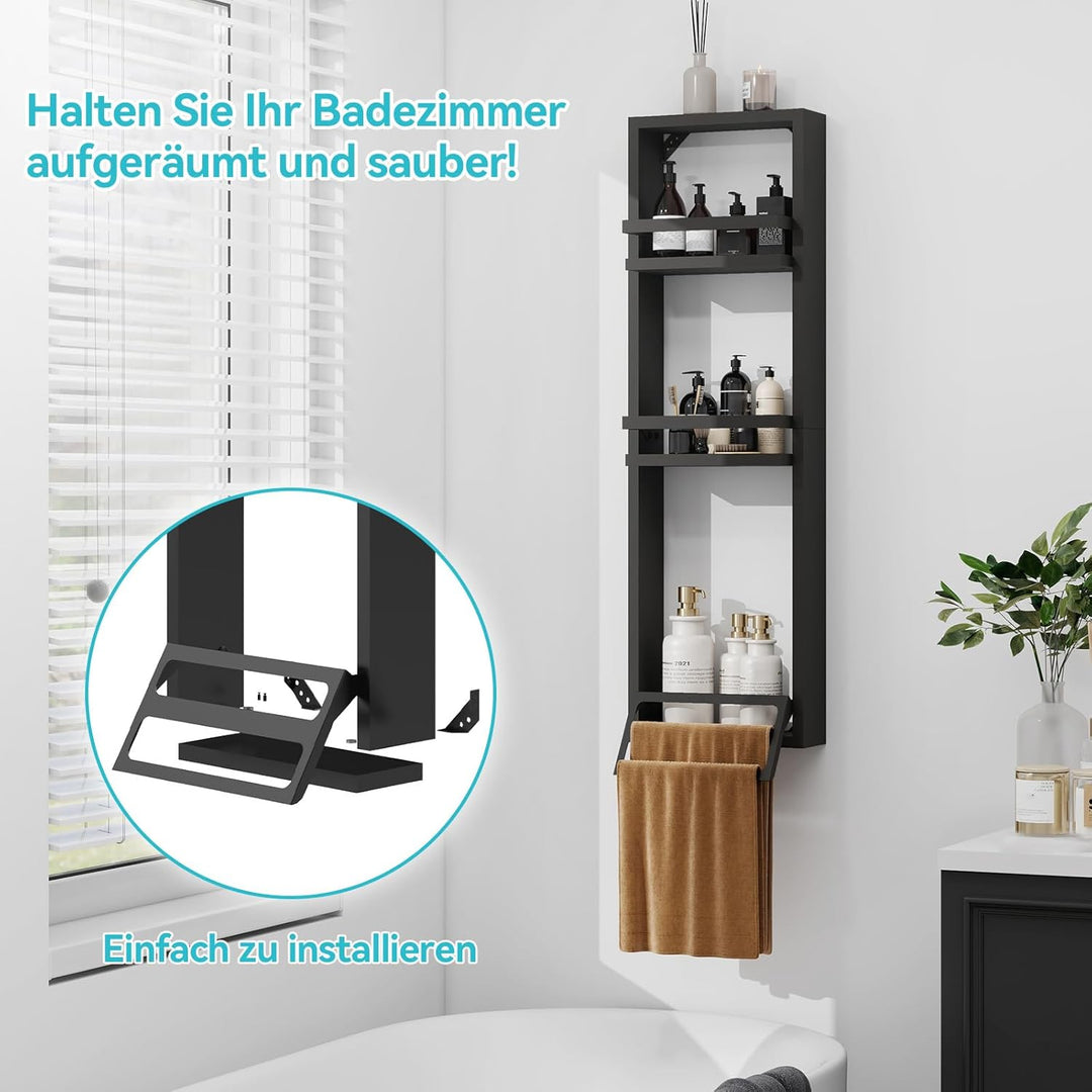 ZealWe Wandregal 3 Ebenen Badregale, Badezimmerregal mit Handtuchhalter, Badezimmer Regal Wand 30x10
