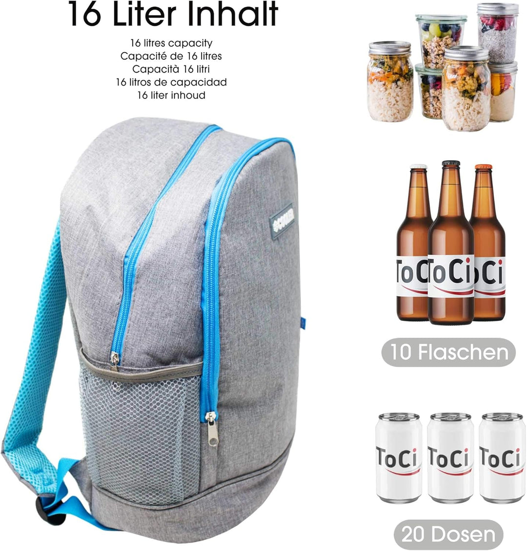 ToCi Kühlrucksack 16 Liter – Isolierter Thermorucksack für Picknick, Camping & Outdoor - Kühltasche