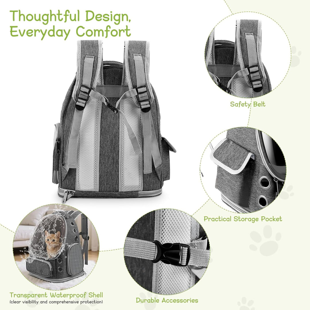 Katzenrucksack Bubble Transparent, Haustier Rucksack mit Netzfenster - Tragbarer & Faltbarer Hundetr