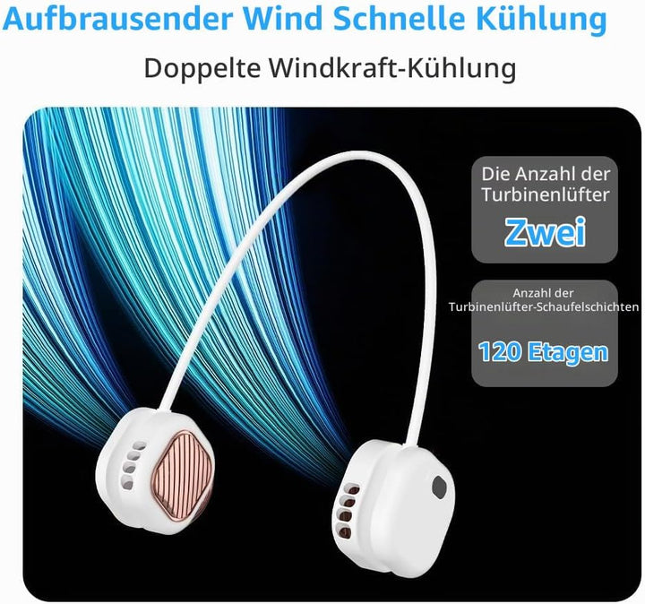 Foluu Nackenventilator Wiederaufladbar, 5 Stufen, LED-Display. Tragbar &amp; Freisprecheinrichtung, 120