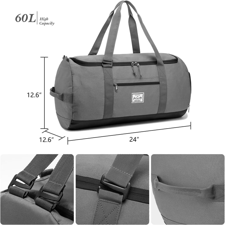 Sporttasche Herren Gross 60L Reisetasche Sport Tasche Rucksack mit Schuhfach Wasserdicht Trainingsta