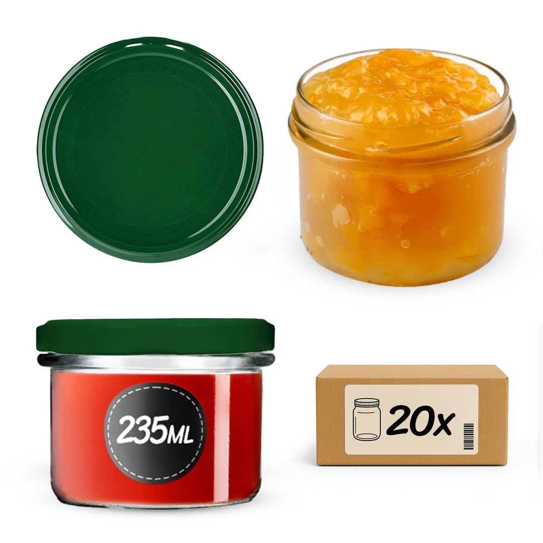 KADAX 20er Set Marmeladengläser 235ml TO82 Grün, Einmachgläser Vorratsgläser Mason Jar mit Schraubde