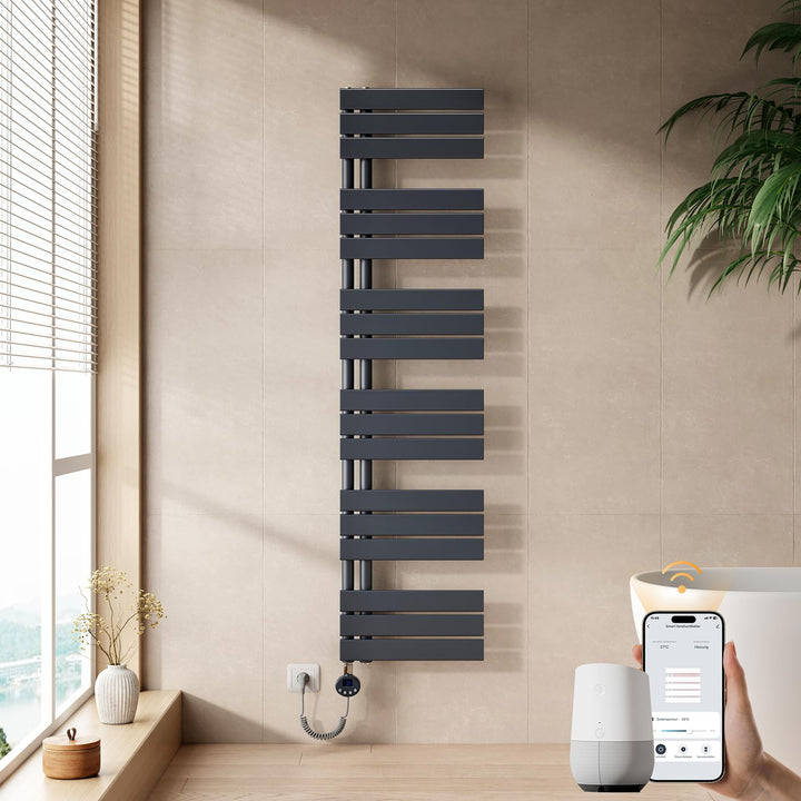 EMKE WiFi Handtuchheizkörper Elektrisch 1599x400 mm - Flach Badheizkörper Elektrisch, Elektrischer H