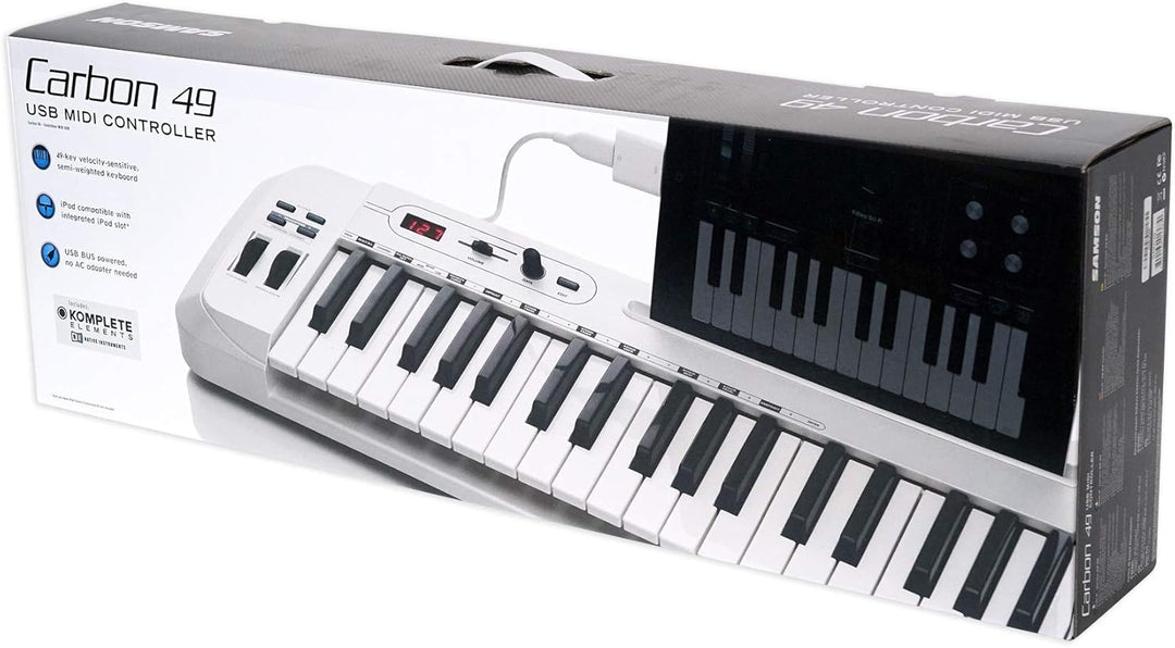 Samson Carbon 49 USB/MIDI Controller Masterkeyboard 49 Tasten inkl. Native Elements Software, Schwar
