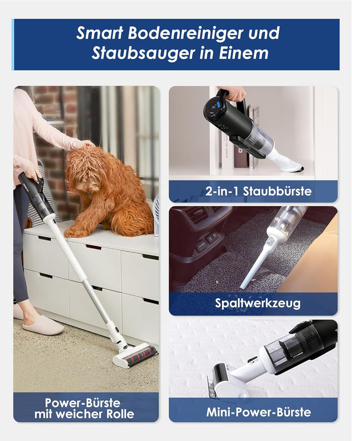 Tineco Smart Nass- und Trockensauger Floor one S5 Combo Power KIT kabelloser Fleckenreiniger, Tierha