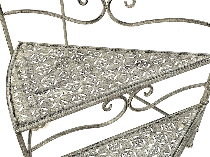 DanDiBo Blumentreppe Innen Metall Weiss Grau 55 cm Blumenständer mit 3 Ablagen 96125 Blumenständer B