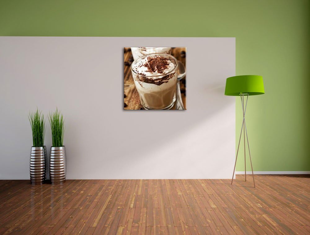 Pixxprint Cappuccino als Leinwandbild/Grösse: 70x70 cm/Wandbild/Kunstdruck/fertig bespannt, 70x70